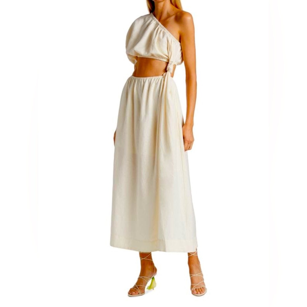 Farm Rio white one shoulder dress